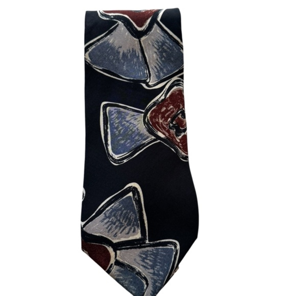 Pierre Cardin Vintage Black Gray Silk Abstract Pattern Tie NWOT